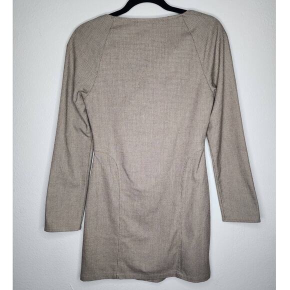 Zara Checked Print Structured Long Sleeve Mini Dress - Picture 4 of 9